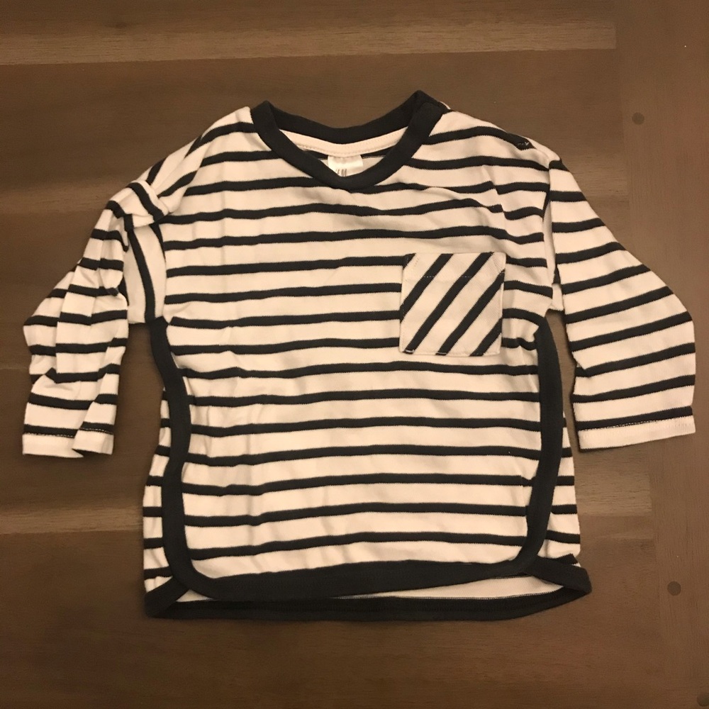 H&M Black & White Striped Long-Sleeve Shirt